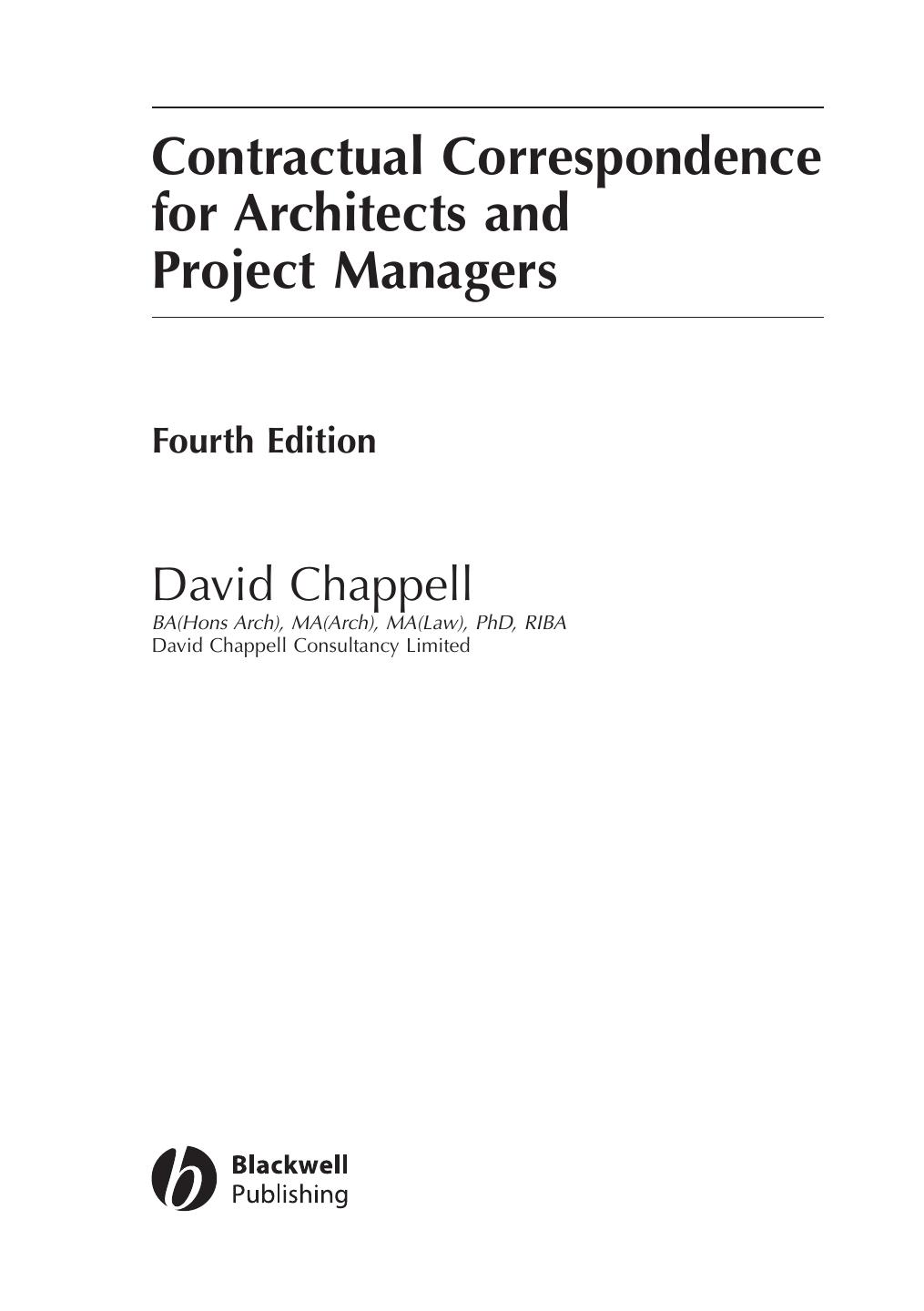 Contractual Correspondence for Architects and Project Managers 2006