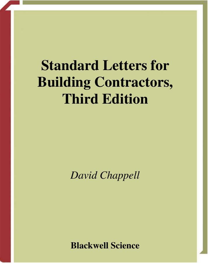Standard Letters for Building Contractors 2003