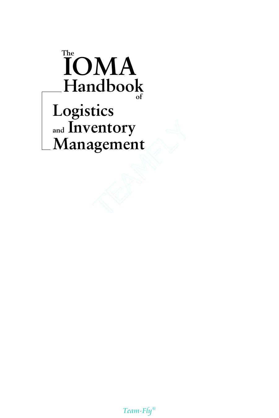 Handbook for logistics and inventory management 2002