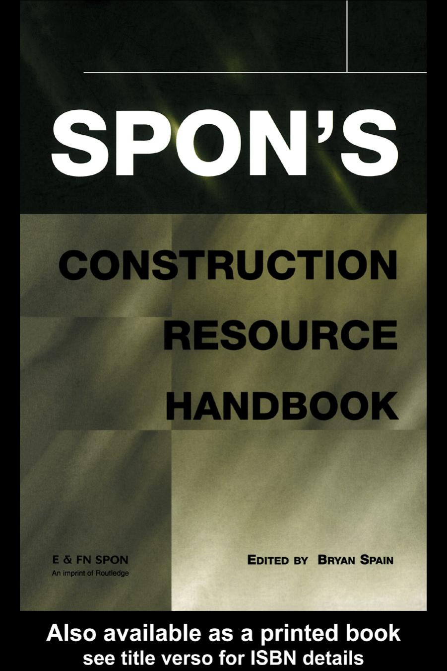 SPON’S CONSTRUCTION RESOURCE HANDBOOK