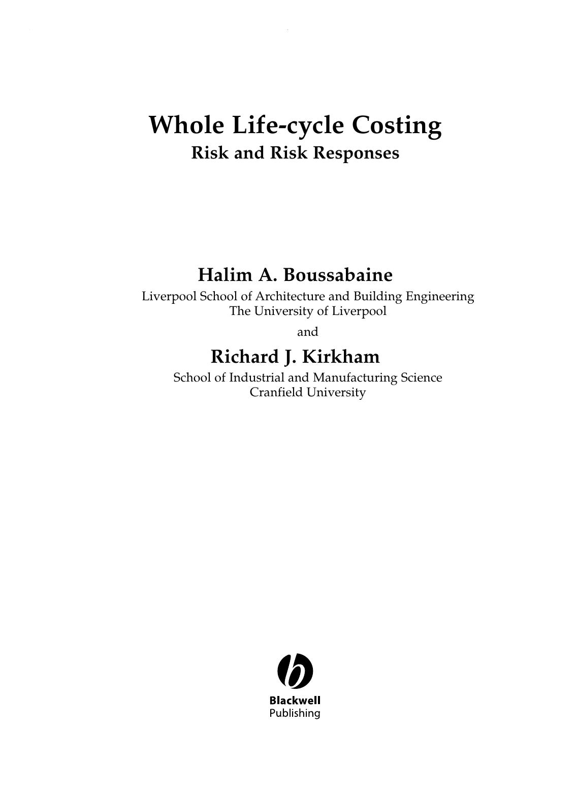 Whole Life-Cycle Costing Risk and Risk Responses  2003