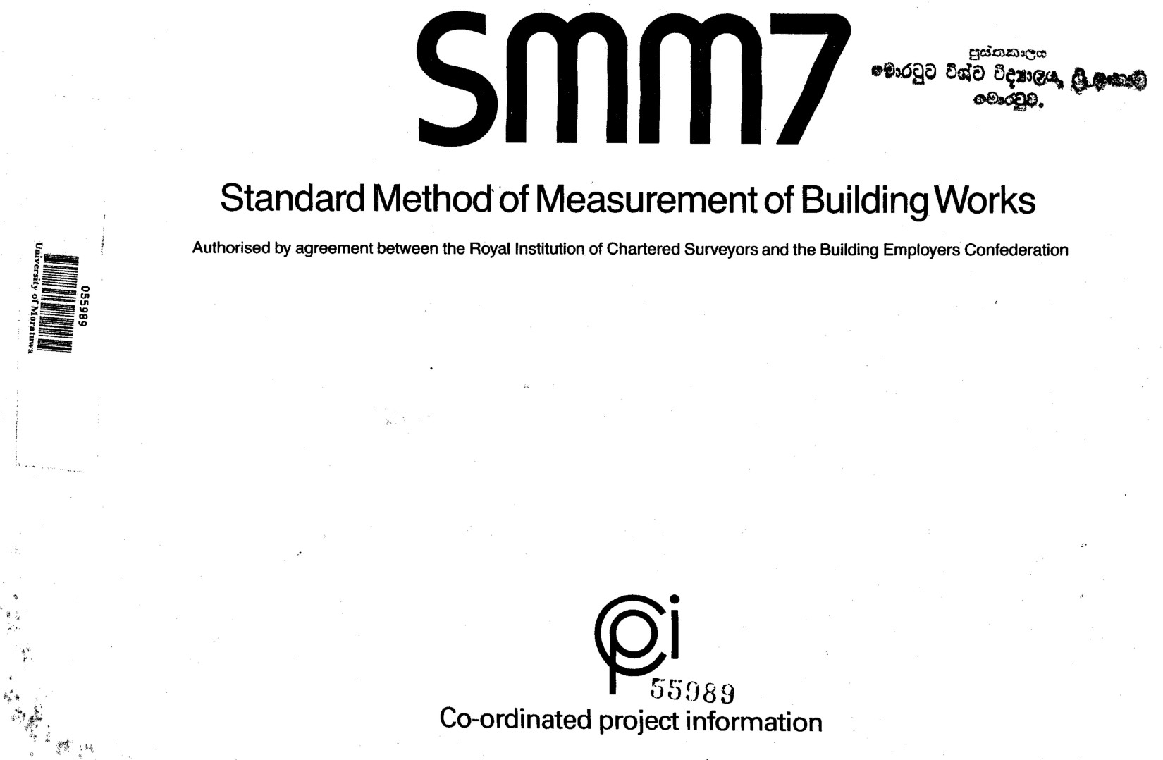 Standard Method of Measurement of Building Works  1988