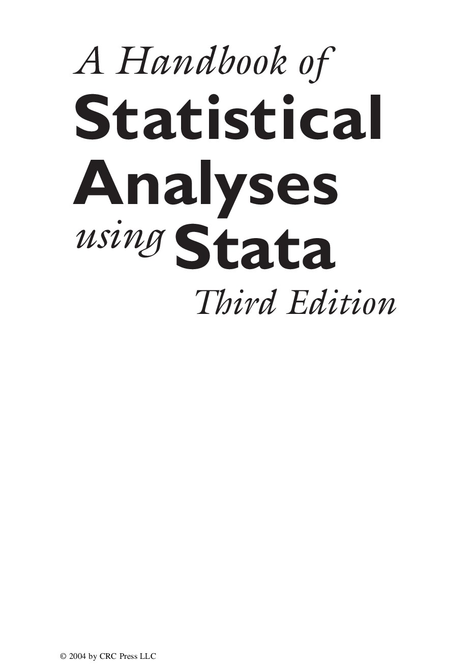 Handbook of Statistical Analyses Using Stata, Third Edition