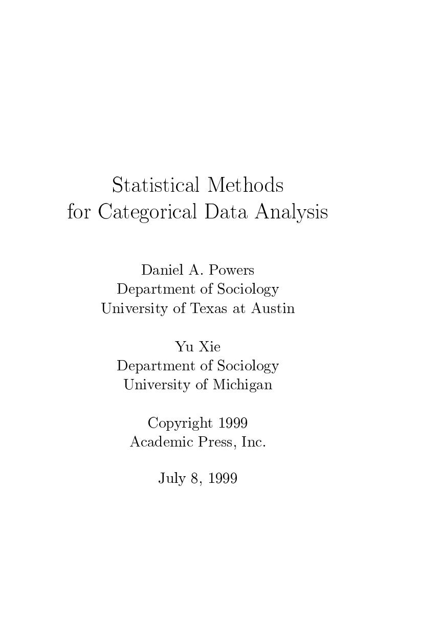 Statistical Methods for Categorical Data Analysis (Powers 1999 AP)