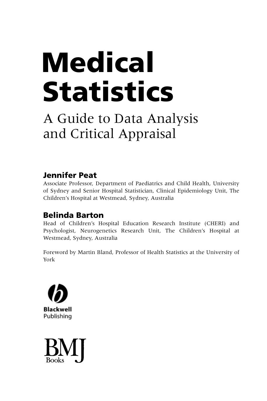 Medical Statistics A Guide to Data Analysis and Critical Appraisal