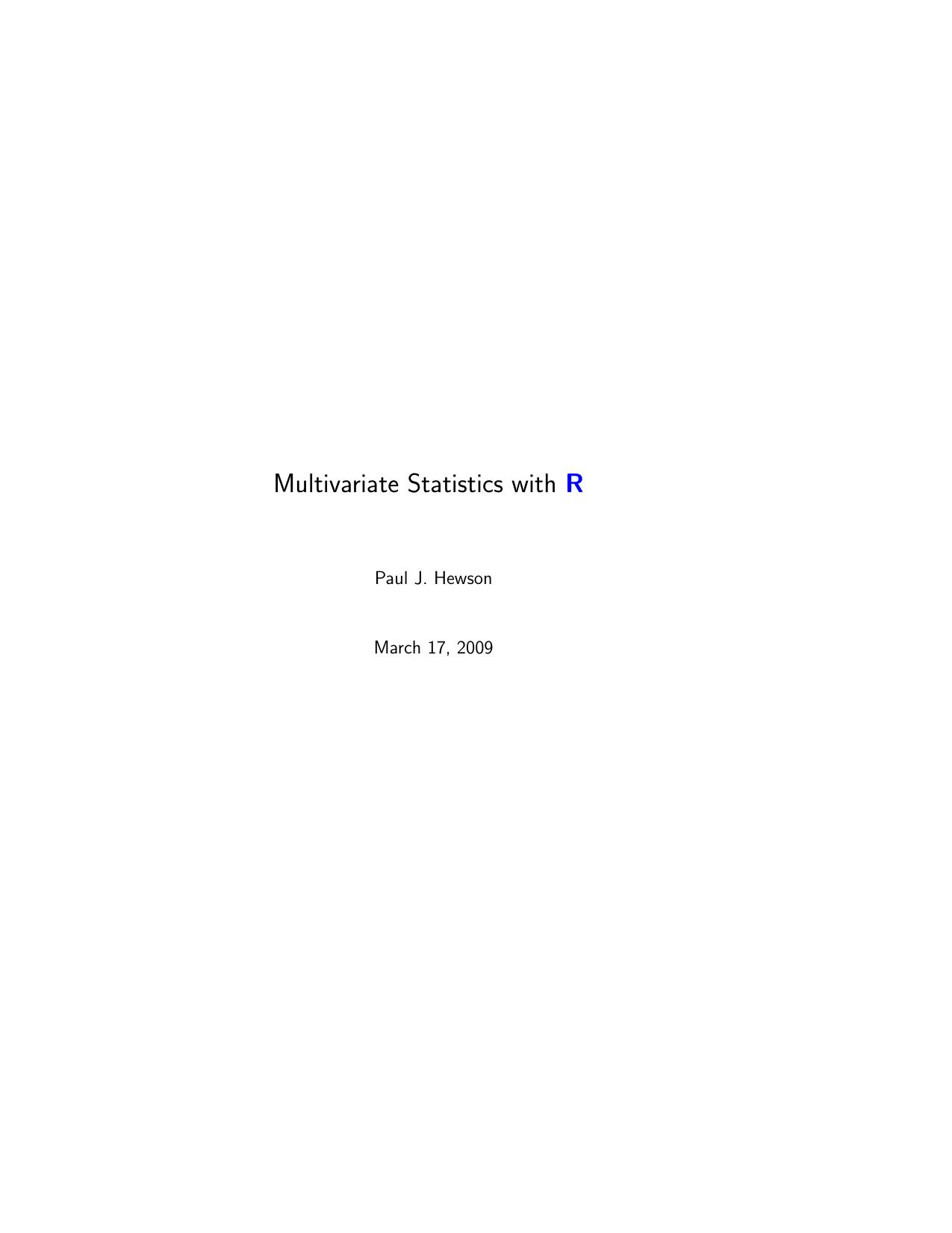 Multivariate stat with R