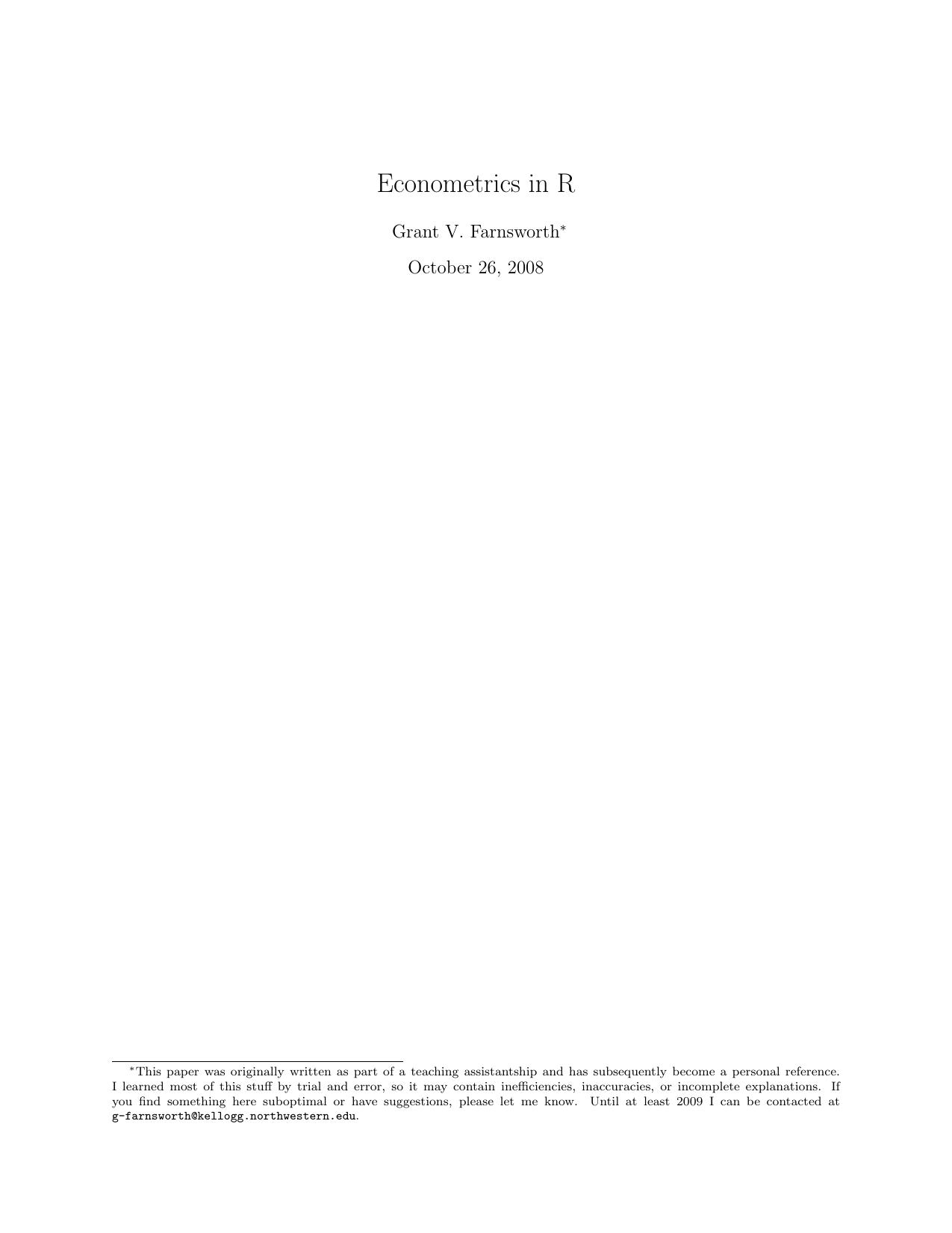 Econometrics in R by Farnsworth