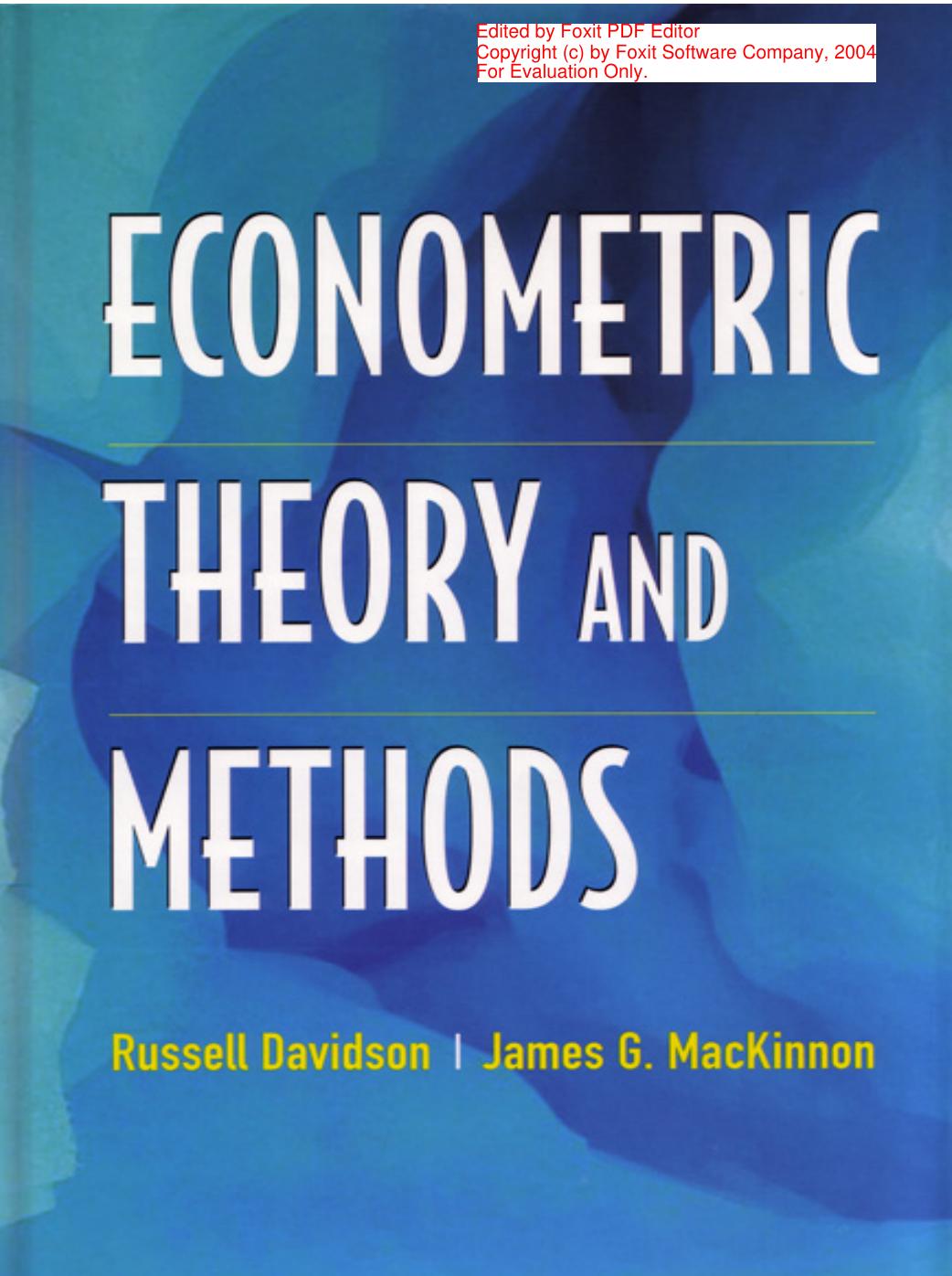 Econometric Theory And Methods Solutions (Davidson & Mckinno