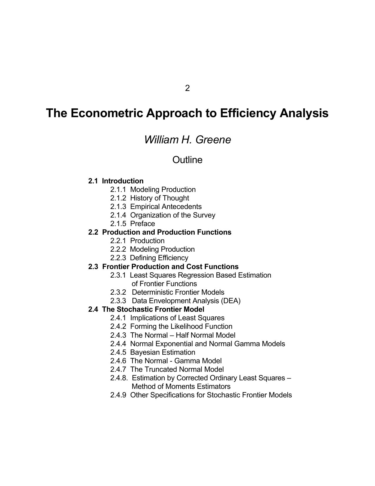 The Econometric Approach