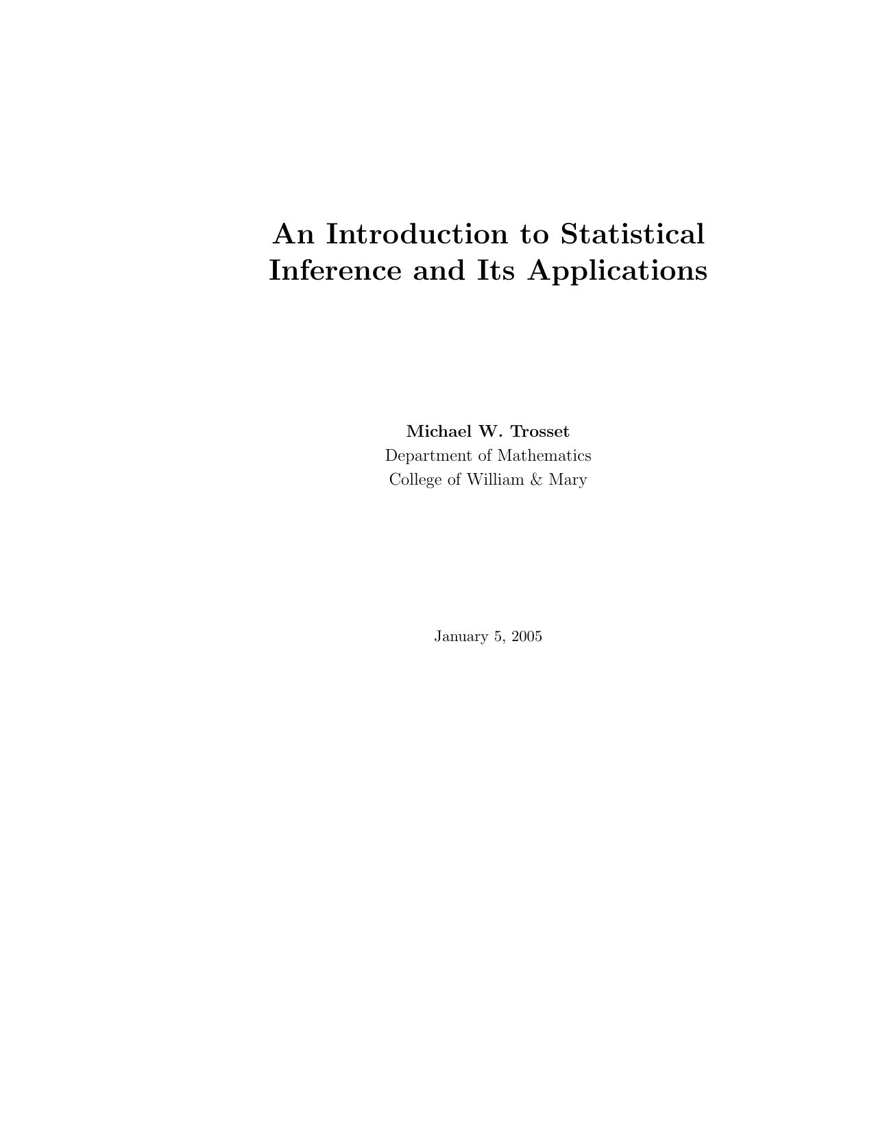 An Introduction to Statistical Inference and Its Applications