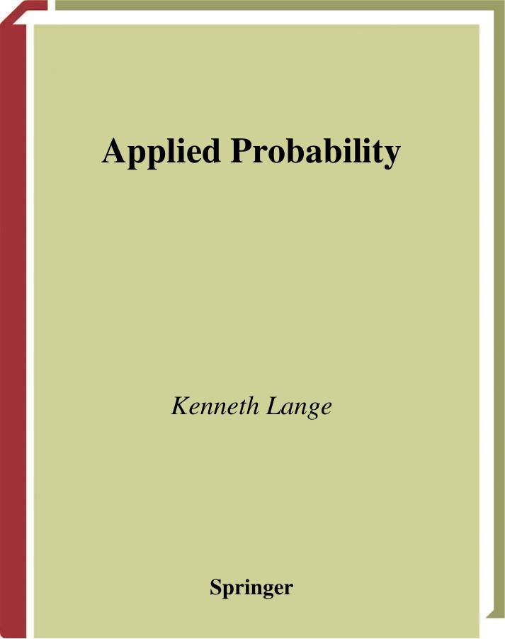 Applied Probability by K Lange 2003