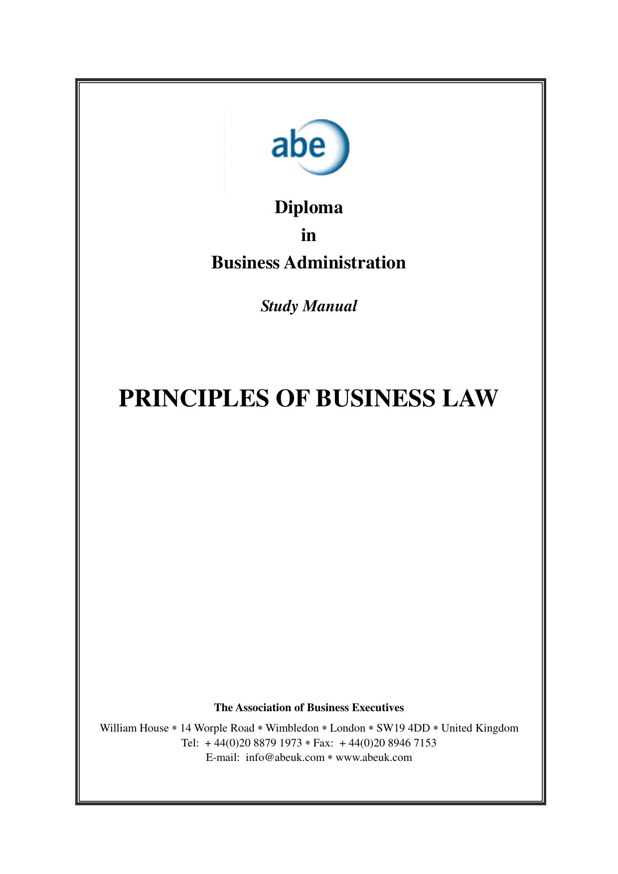 PRINCIPLES OF BUSINESS LAW