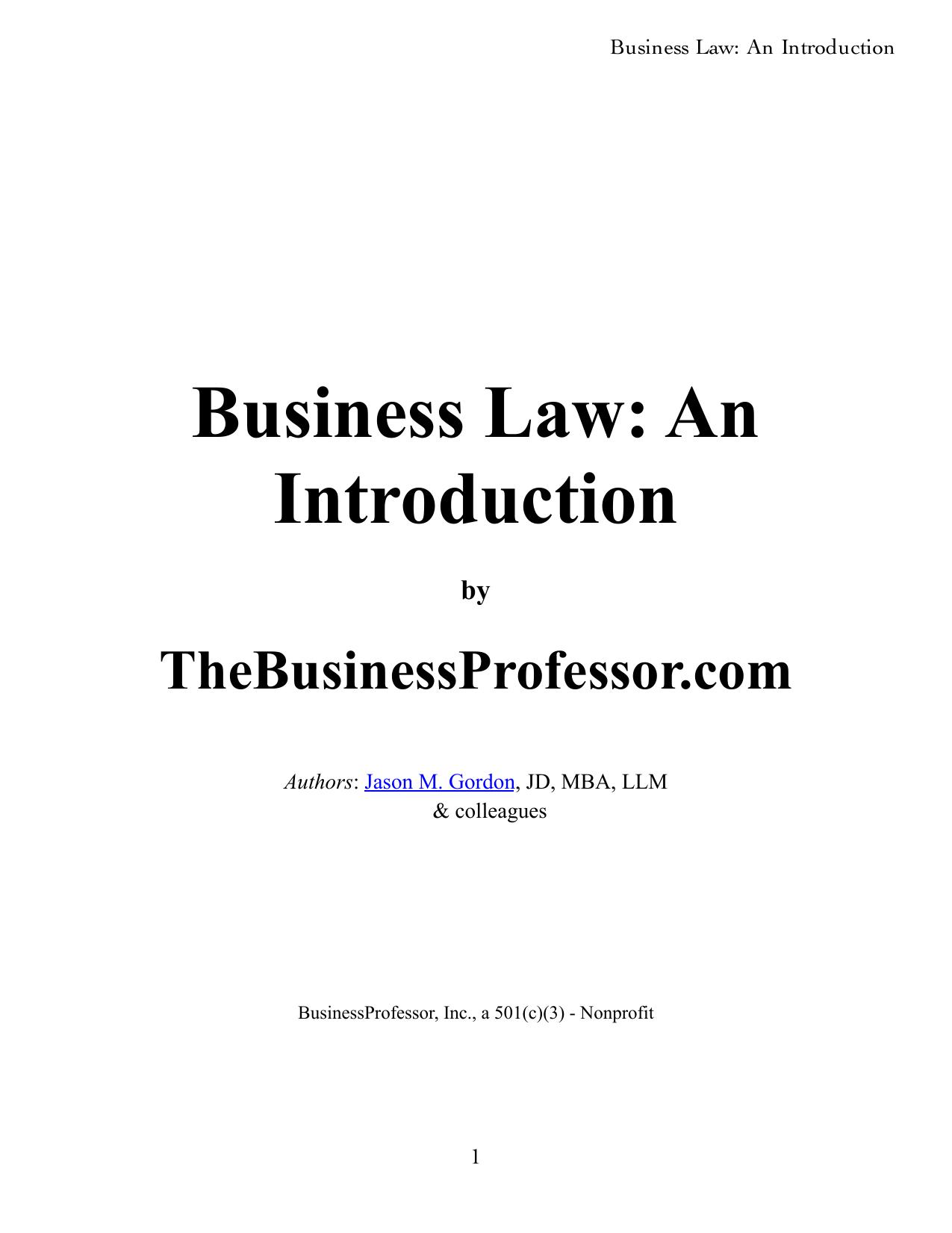 Business Law- An Introduction
