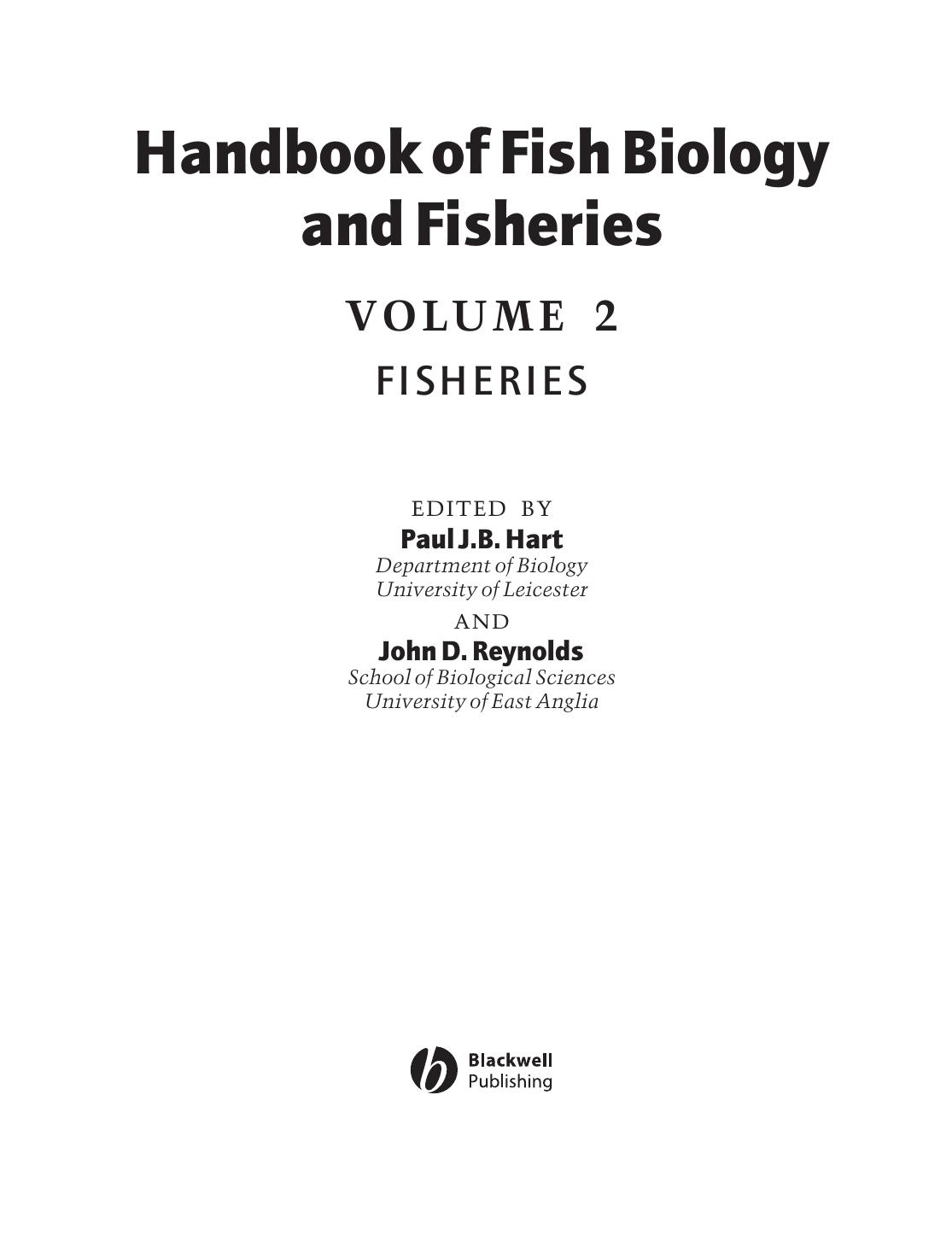 Handbook of Fish Biology and Fisheries 2002