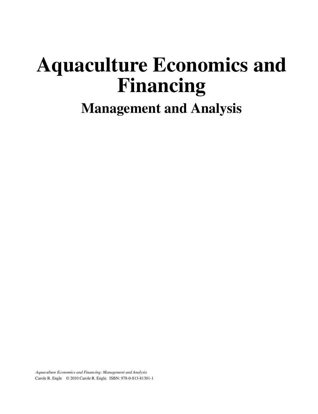 Aquaculture Economics and Financing  Management and Analysis-Wiley-Blackwell (2010)