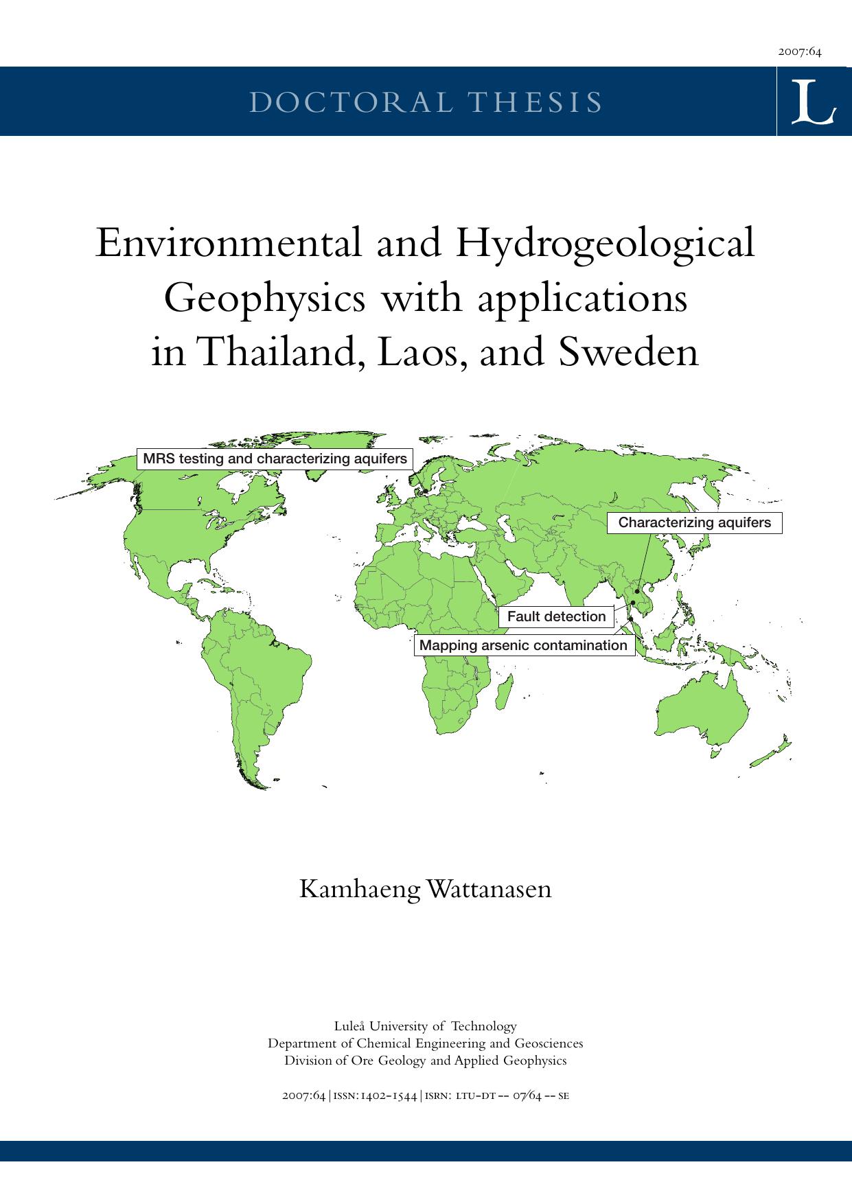 Environmental and hydrogeological geophysics with applications in Thailand, Laos and Sweden