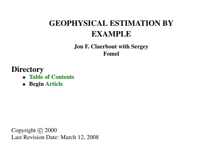 GEOPHYSICAL ESTIMATION BY EXAMPLE