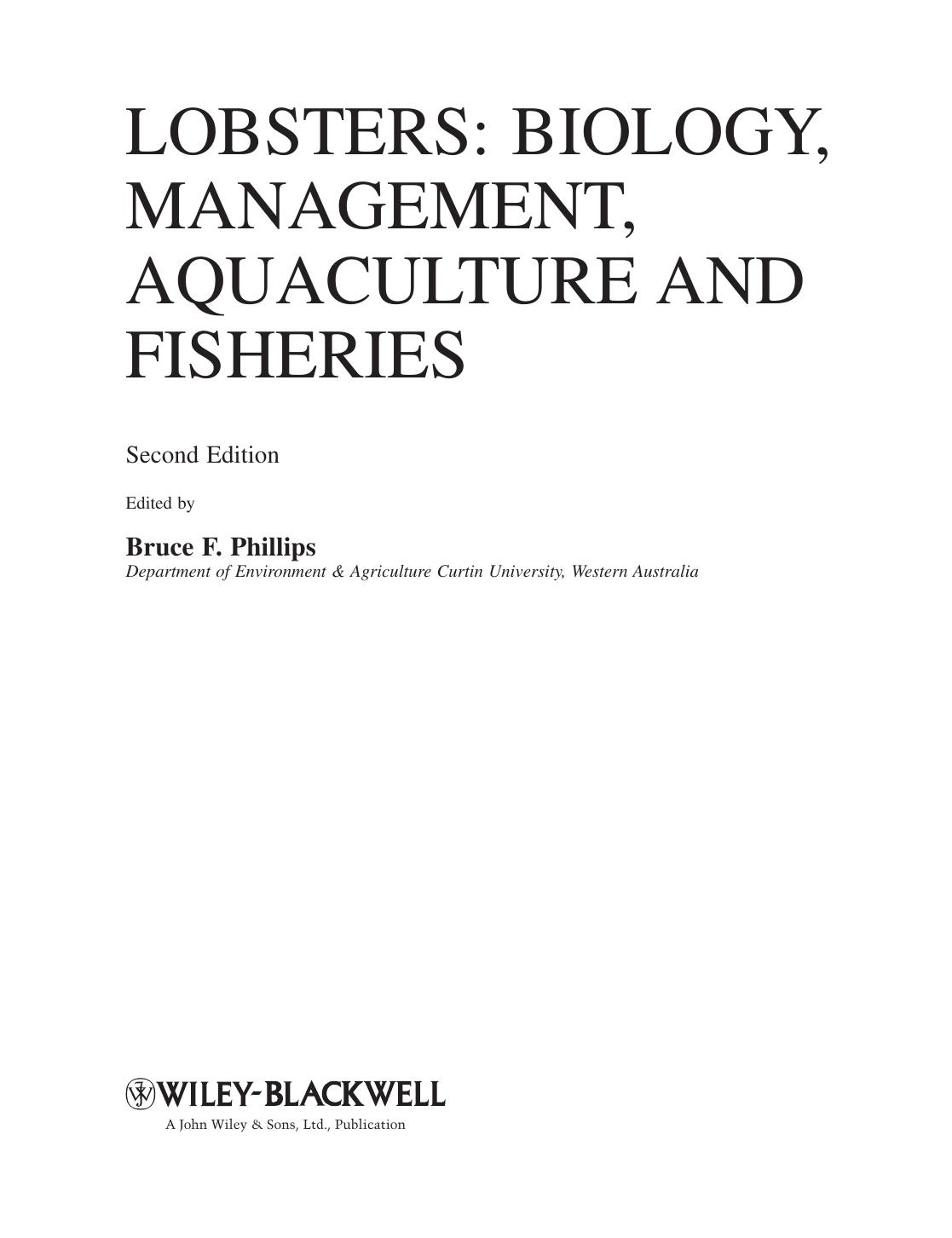 Lobsters  Biology, Management, Aquaculture & Fisheries 2013