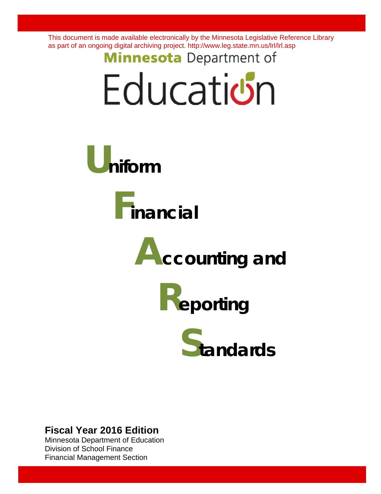 Uniformed Financial Accounting and Reporting Standards 2016