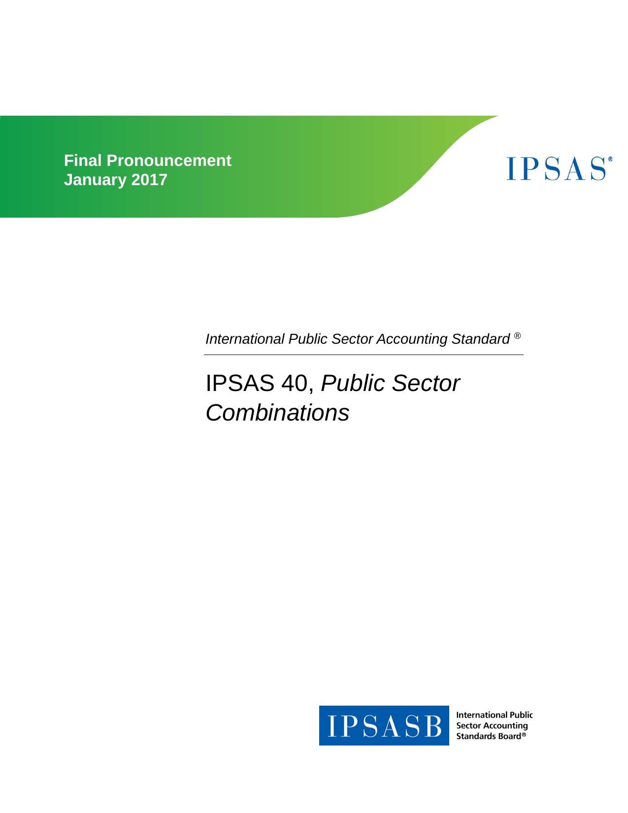 IPSAS 40 Public Sector Combinations 2017