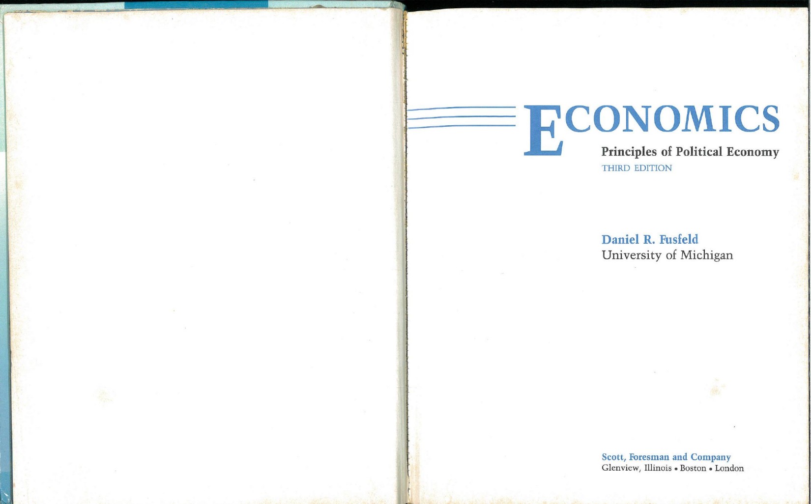 Economics, principles of political economy 1988