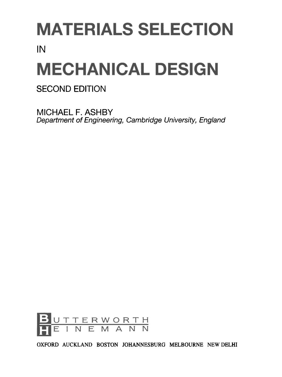 Materials Selection in Mechanical Design 1999