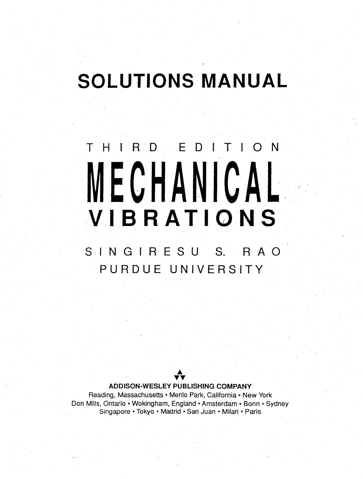 Mechanical vibration Solution Manual
