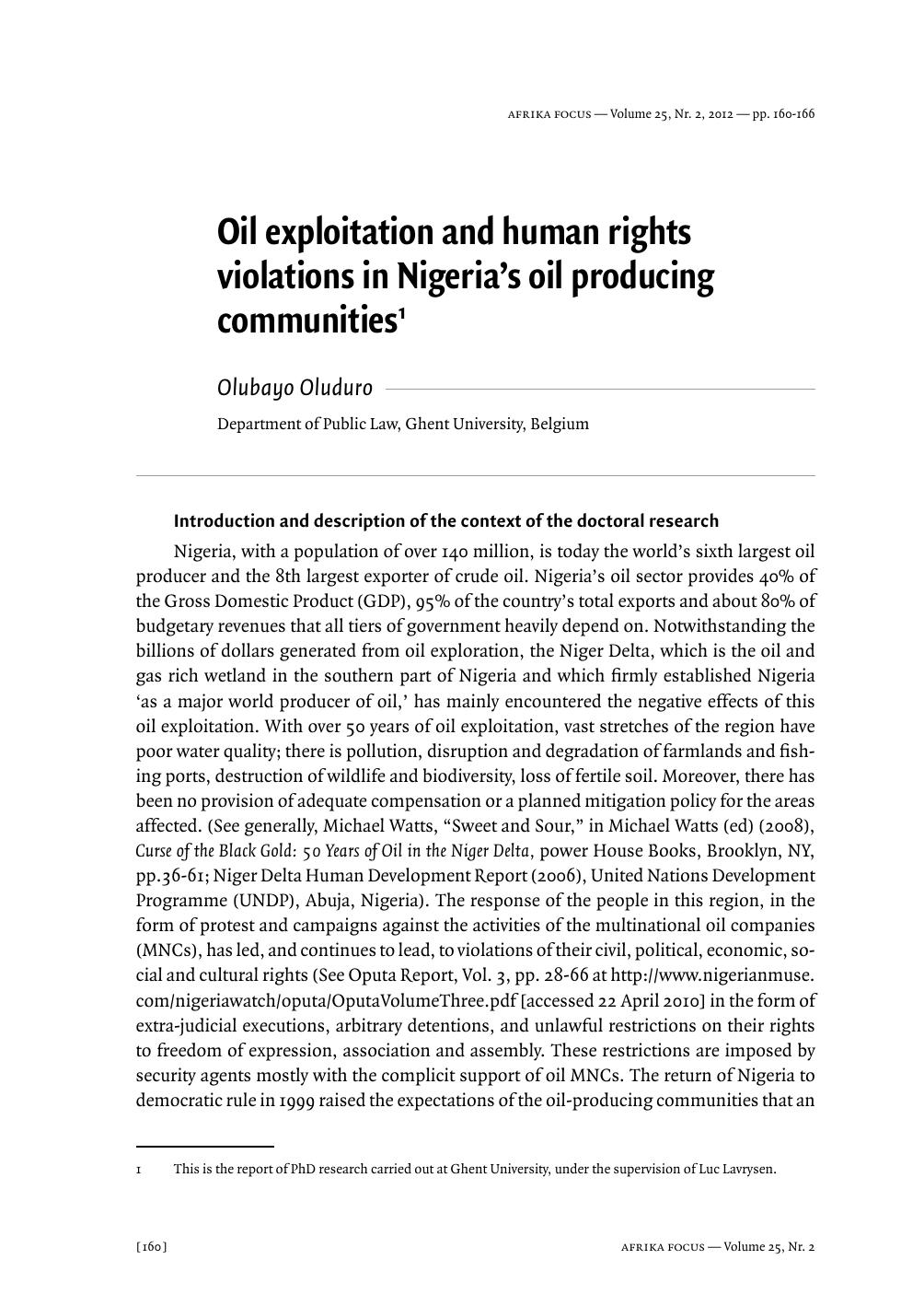 Oil exploitation and human rights 2012