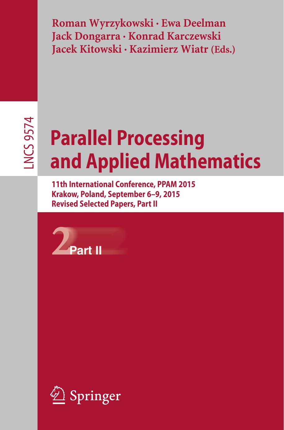 Parallel Processing and Applied Mathematics, 2016