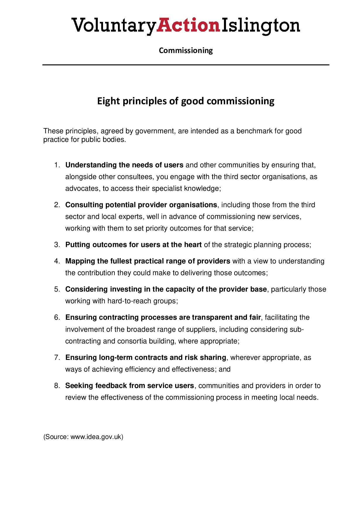 110411 Eight principles of good commissioning