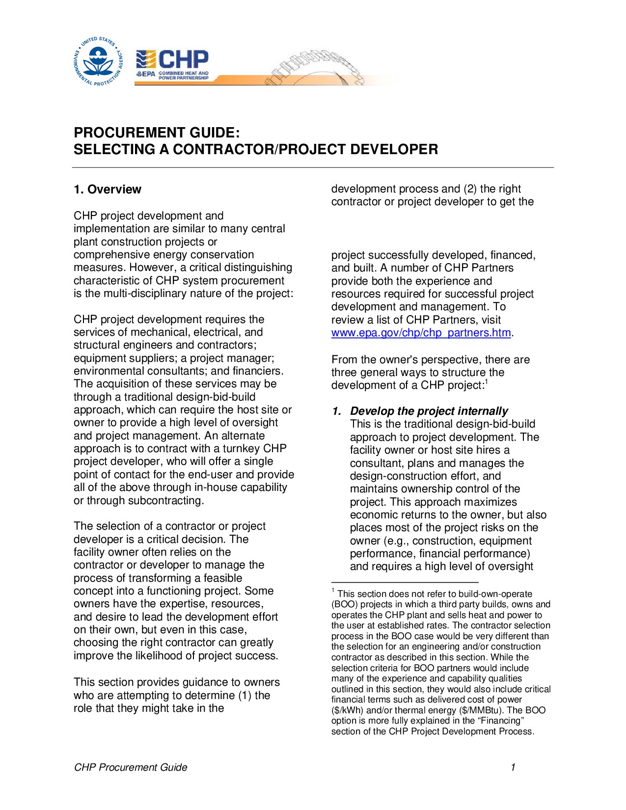 PROCUREMENT GUIDE: SELECTING A CONTRACTOR/PROJECT DEVELOPER