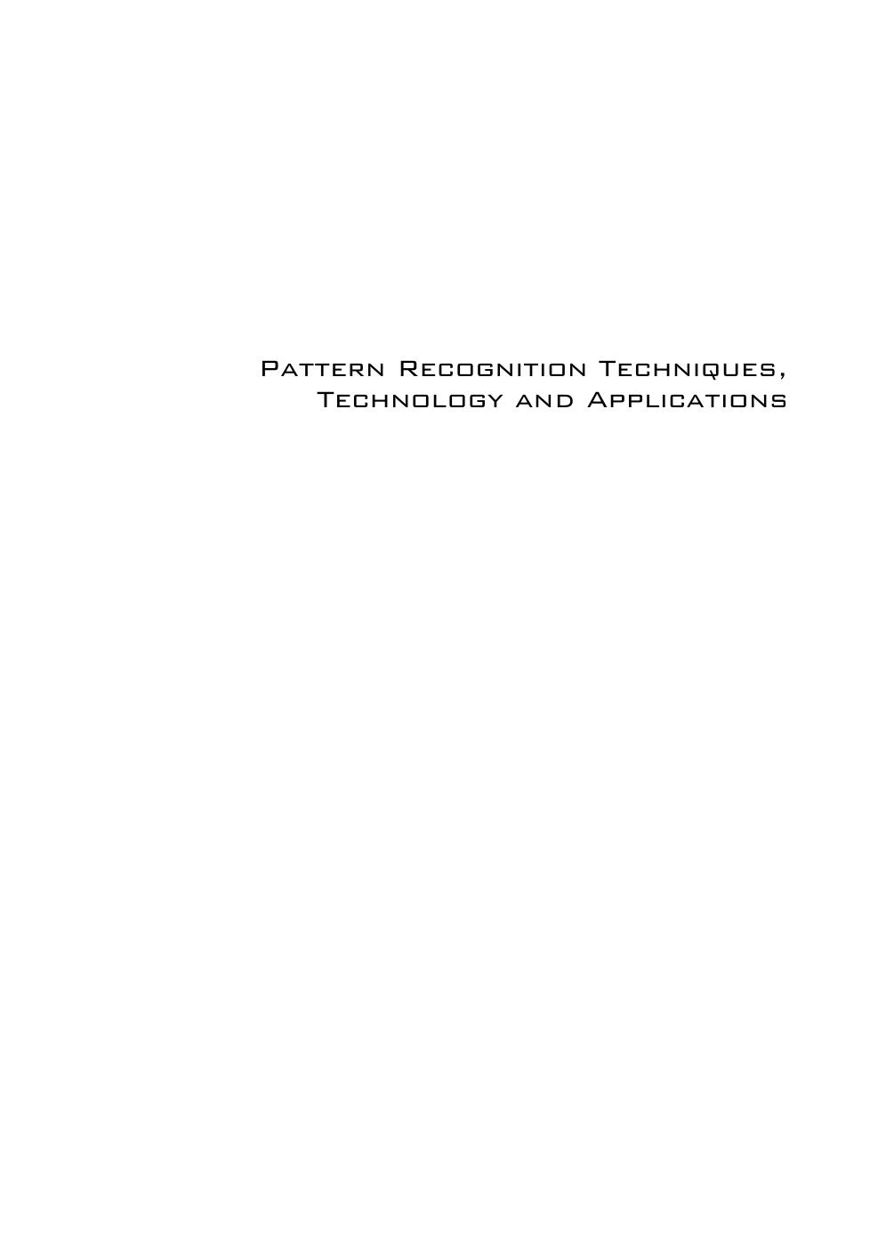 Microsoft Word - Preface&Contents_Pattern_Recognition.doc