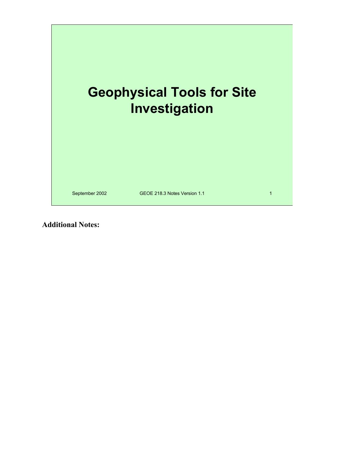 Microsoft PowerPoint - PART 8  Geophysical Investigations