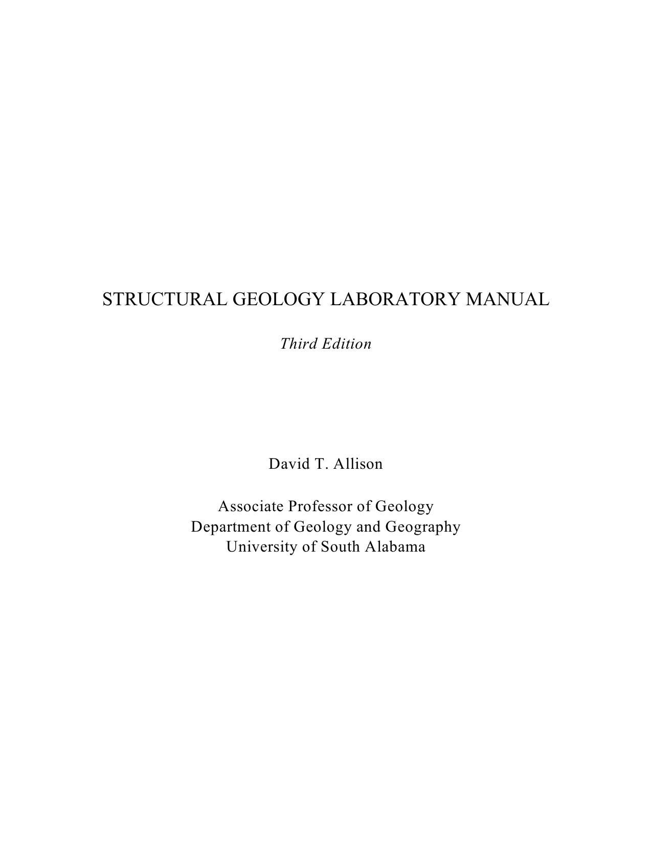 STRUCTURAL GEOLOGY LABORATORY MANUAL 2022
