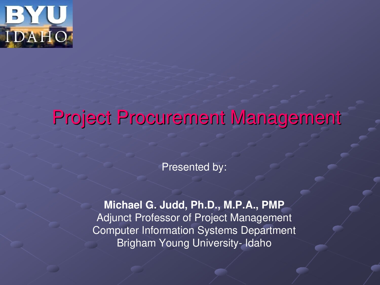 Microsoft PowerPoint - Procurement Management Presentation.ppt