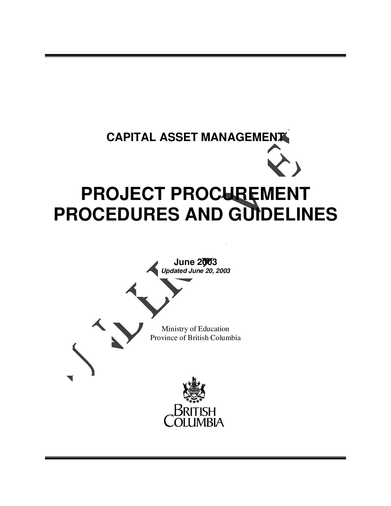 Under Review - Capital Asset Management - Project Procurement Procedures and Guidelines