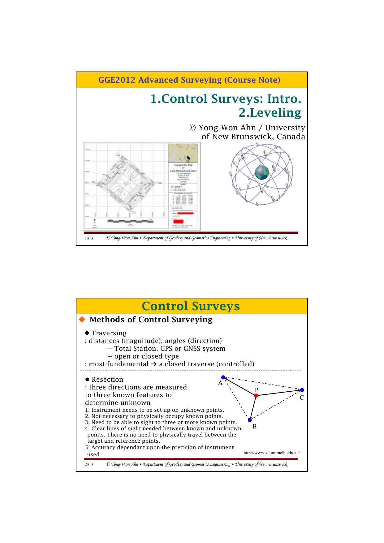 Microsoft PowerPoint - 04.Lecture110118_GGE2012_ControlSurveys_Leveling_byAhn