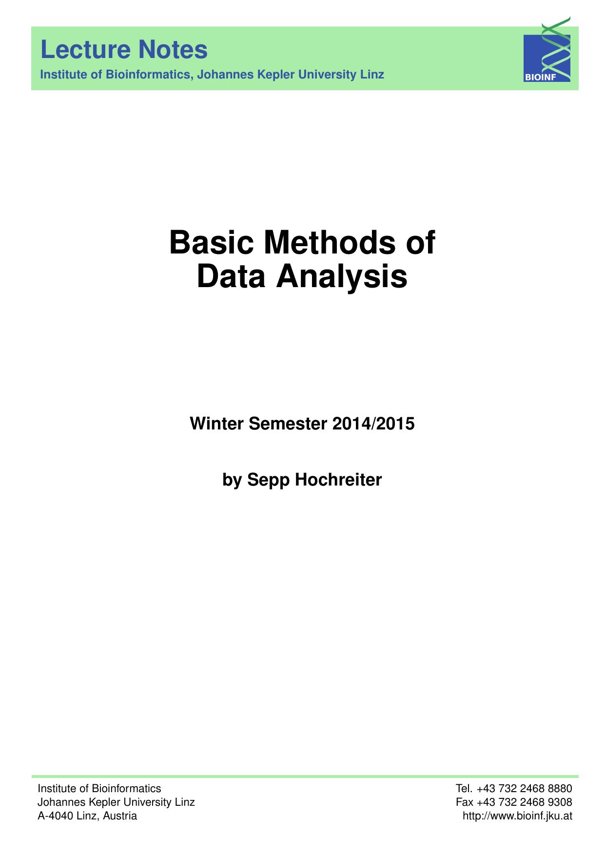 Basic Methods of Data Analysis 2014