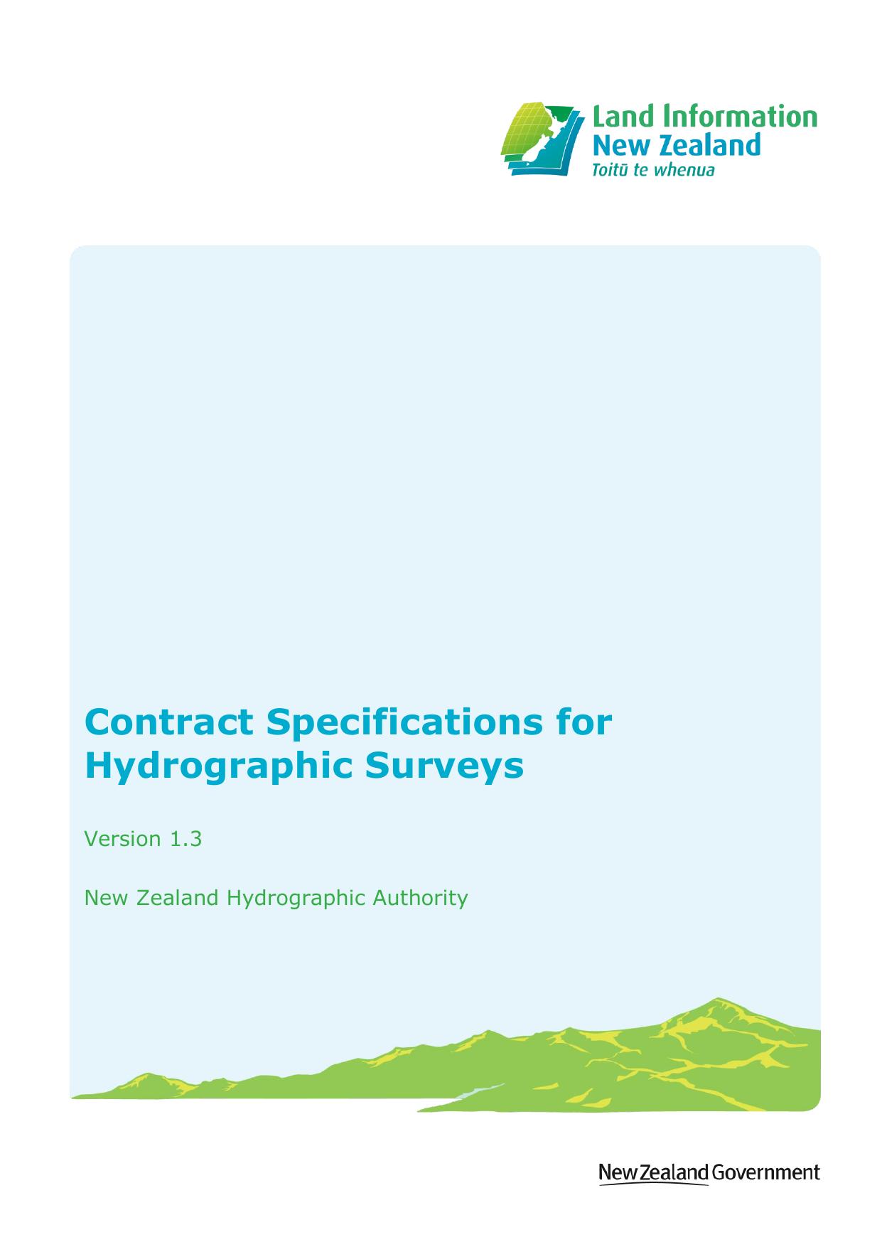 Contract Specifications for Hydrographic Surveys