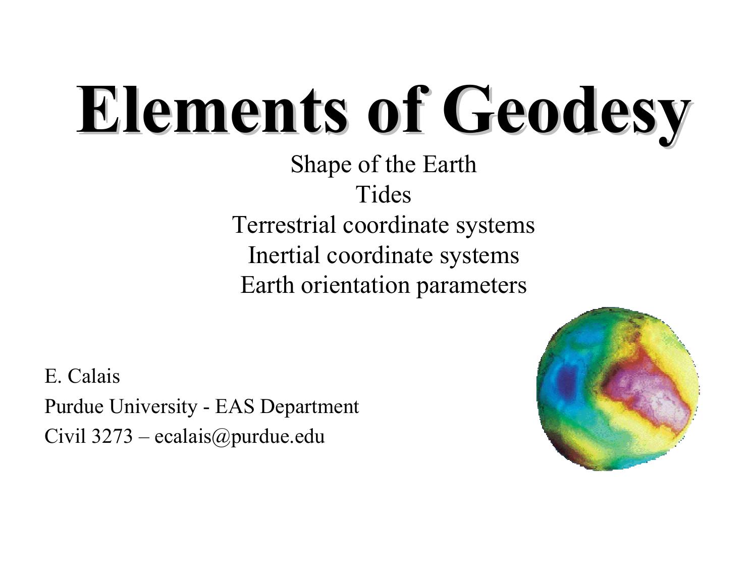 Elements of Geodesy: The shape of the Earth