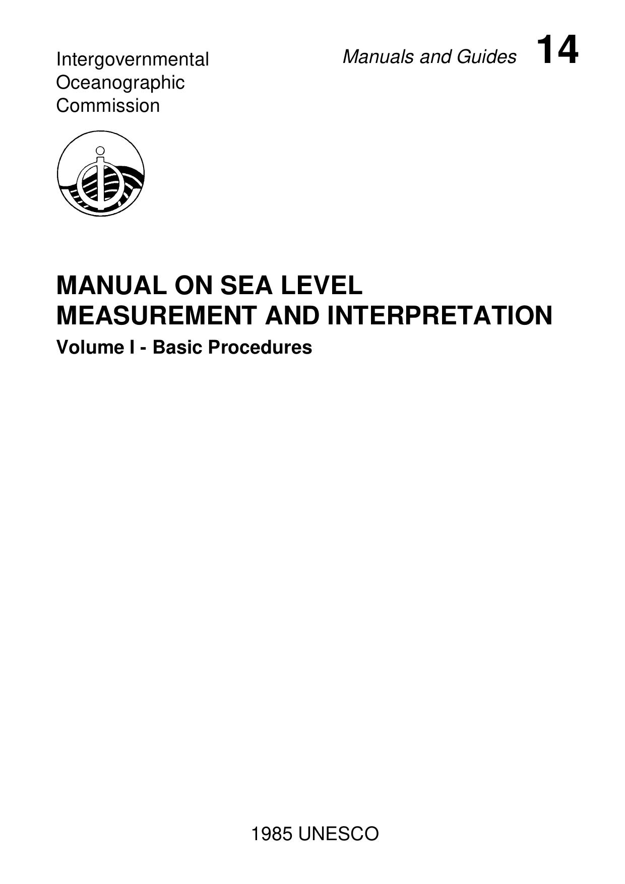 IOC Manuals and Guides 14:  Manual on Sea Level Measurement and Interpretation