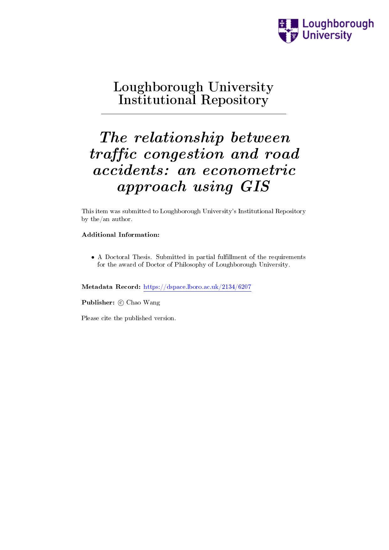 The relationship between traffic congestion and road accident using GIS for economic impact evaluation 2010