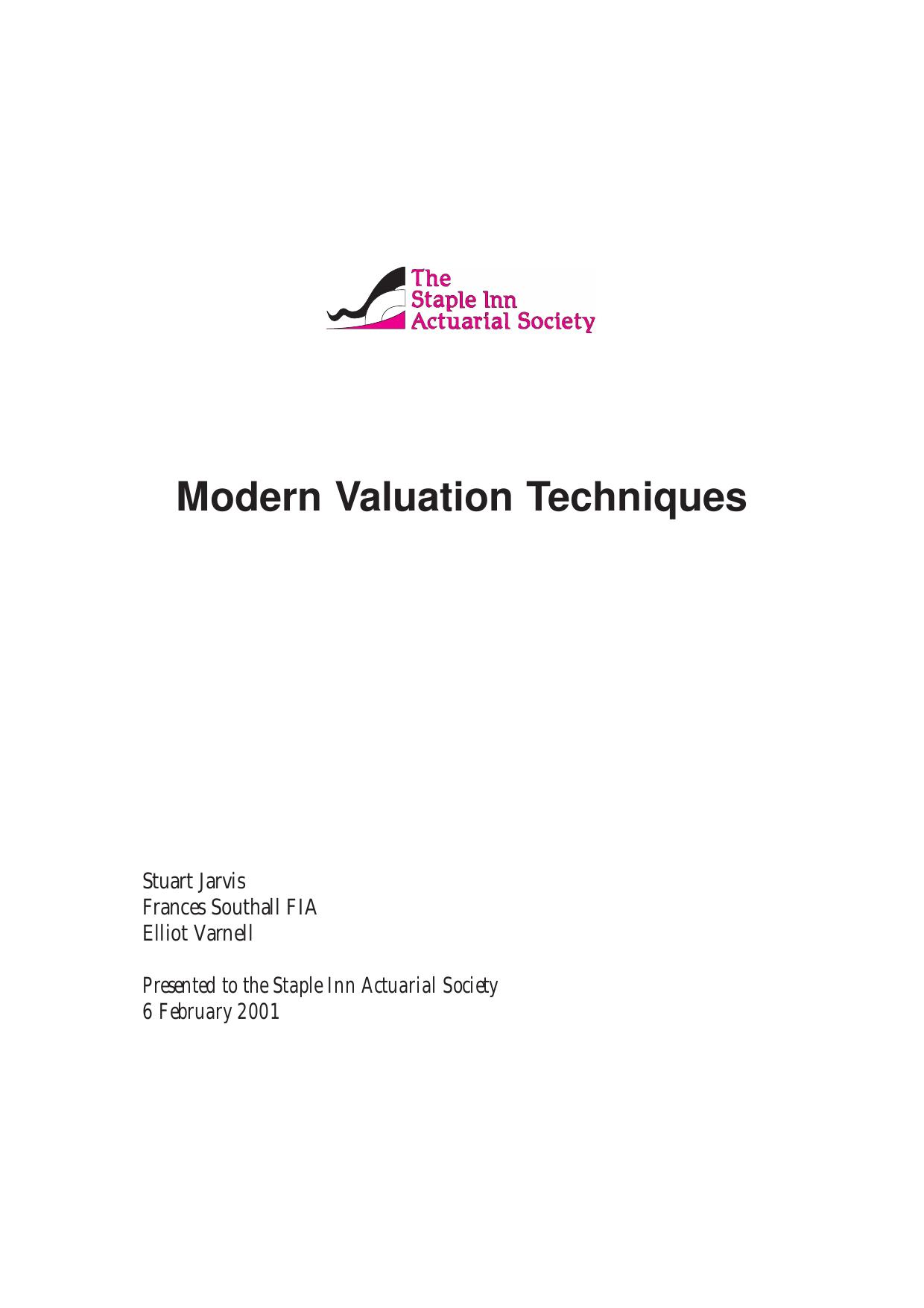 Modern Valuation Techniques