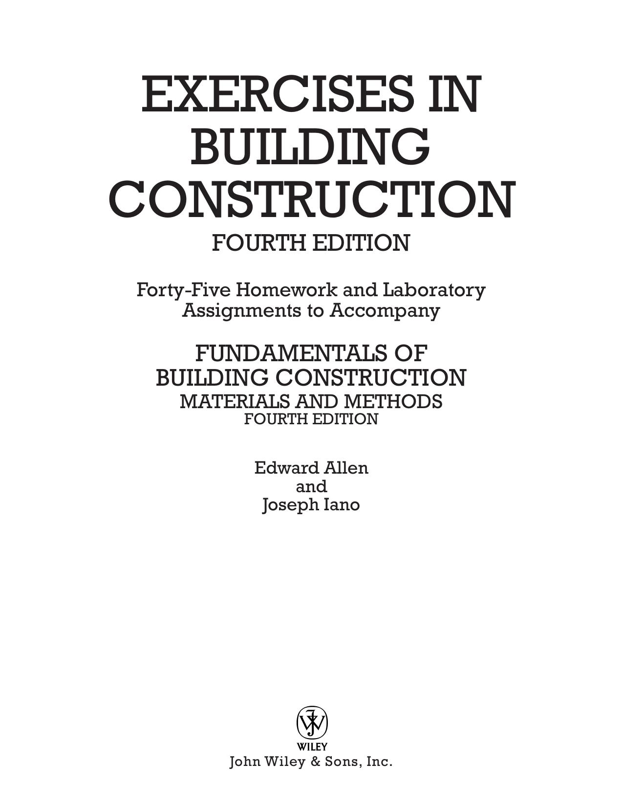 Exercises in Building Construction Materials and Methods by Edward Allen