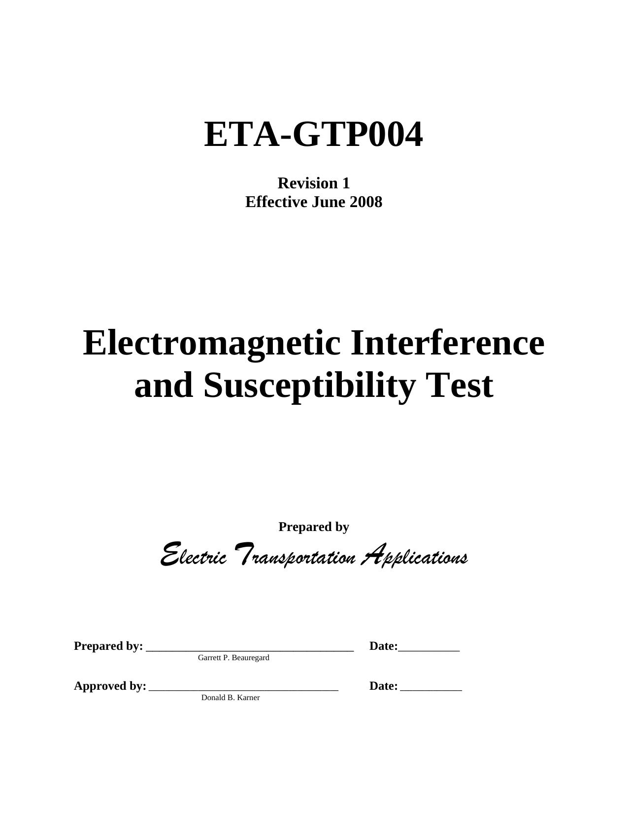 Electromagnetic Interference and Susceptibility Test