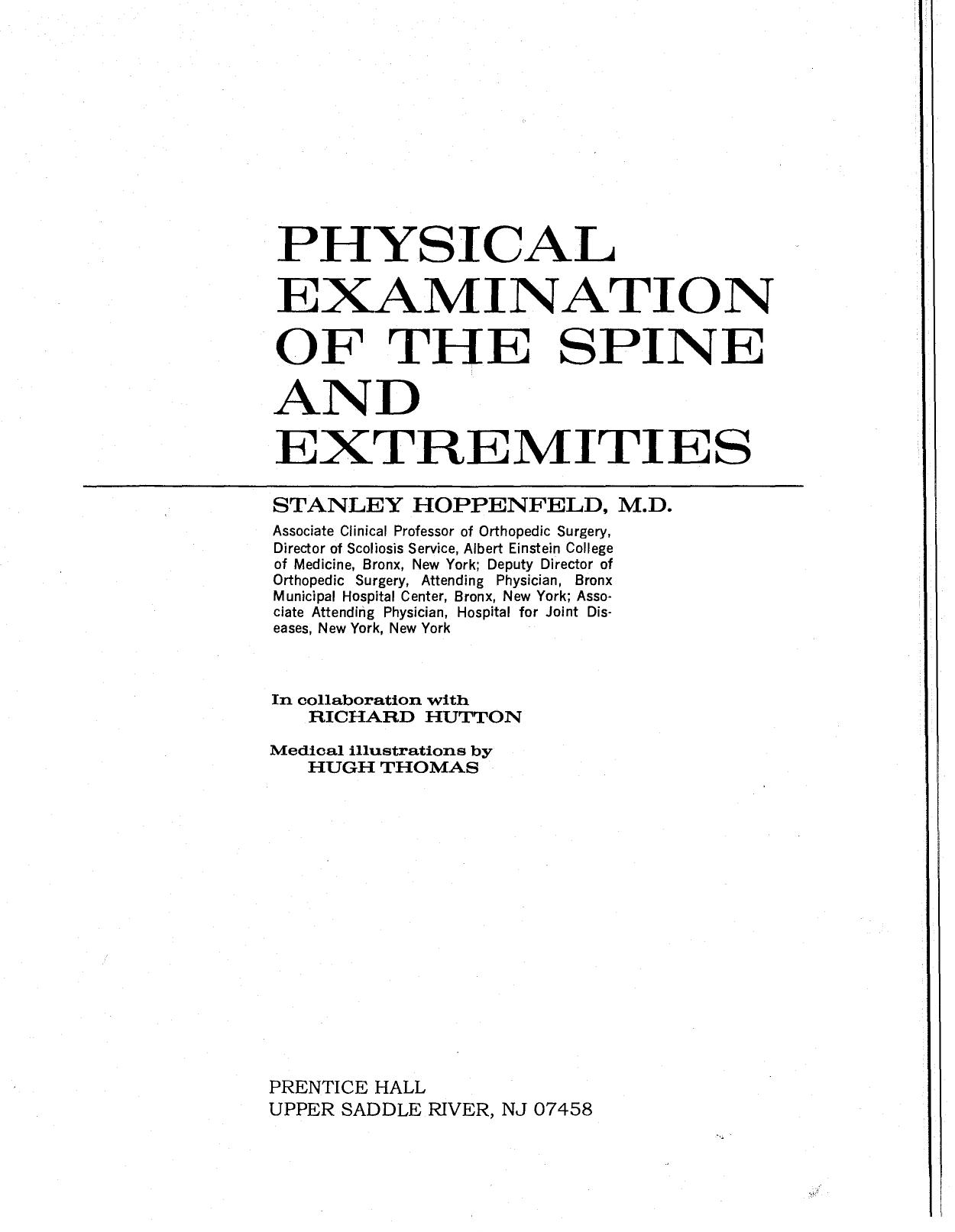 Physical Examination of the Spine and Extremities