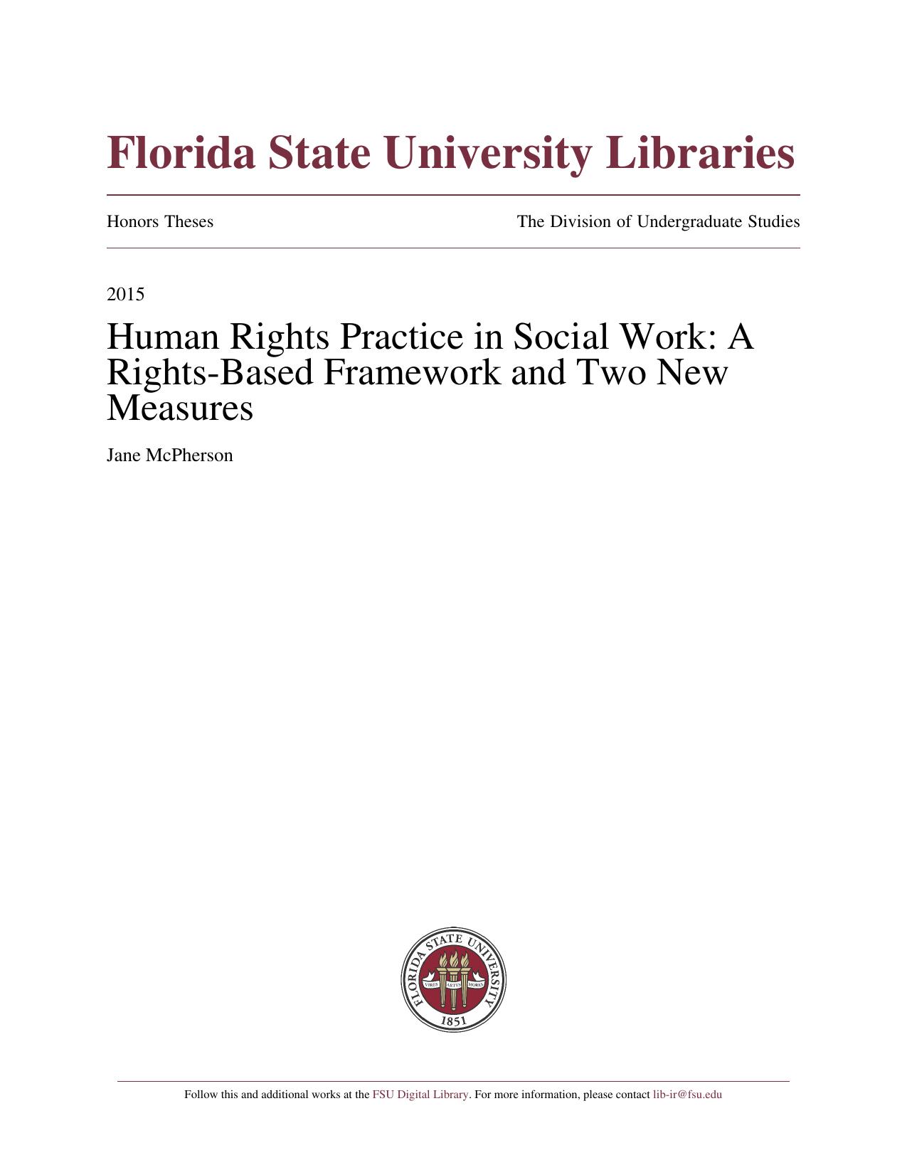 Human Rights Practice in Social Work: A Rights-Based Framework & Two New Measures