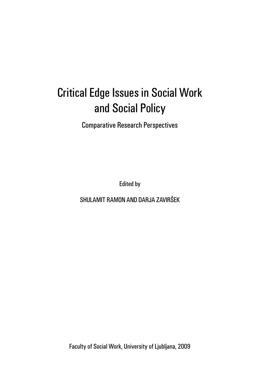 Critical Edge Issues in Social Work and Social Policy 2009