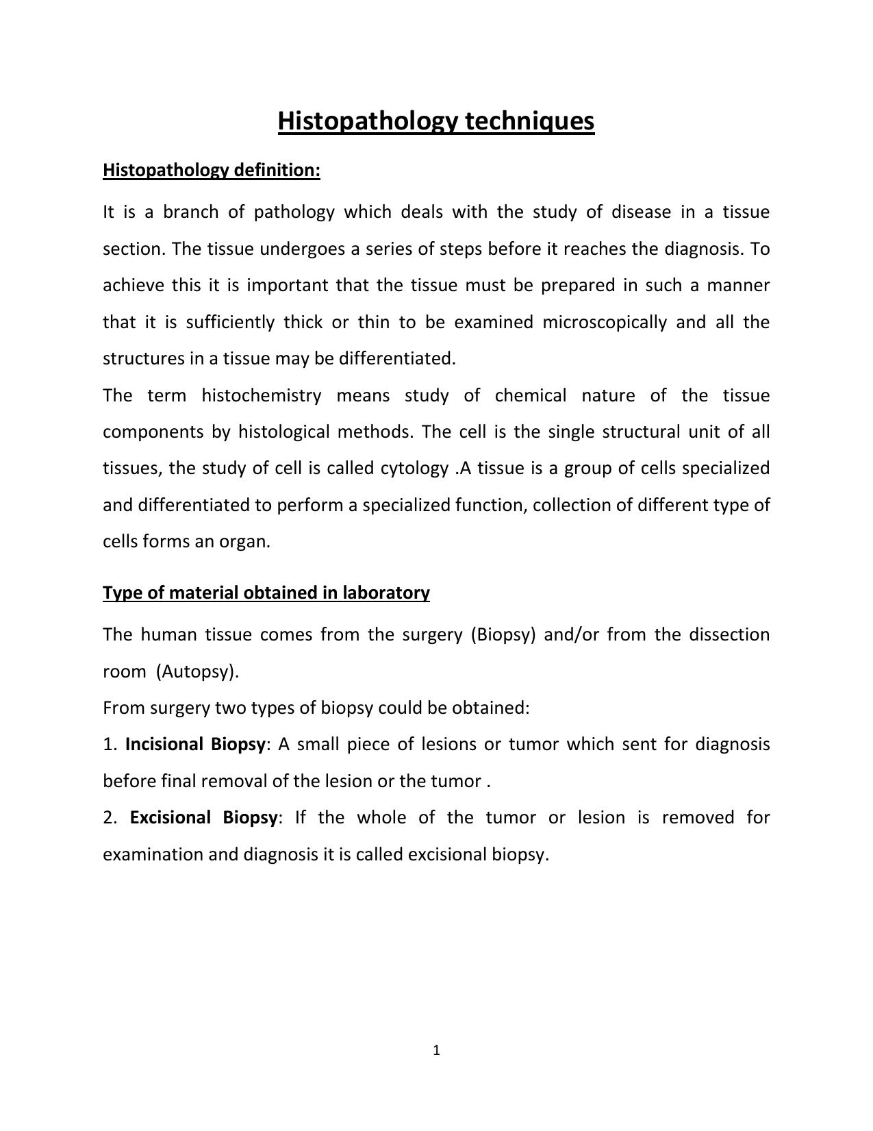 Histopathology techniques