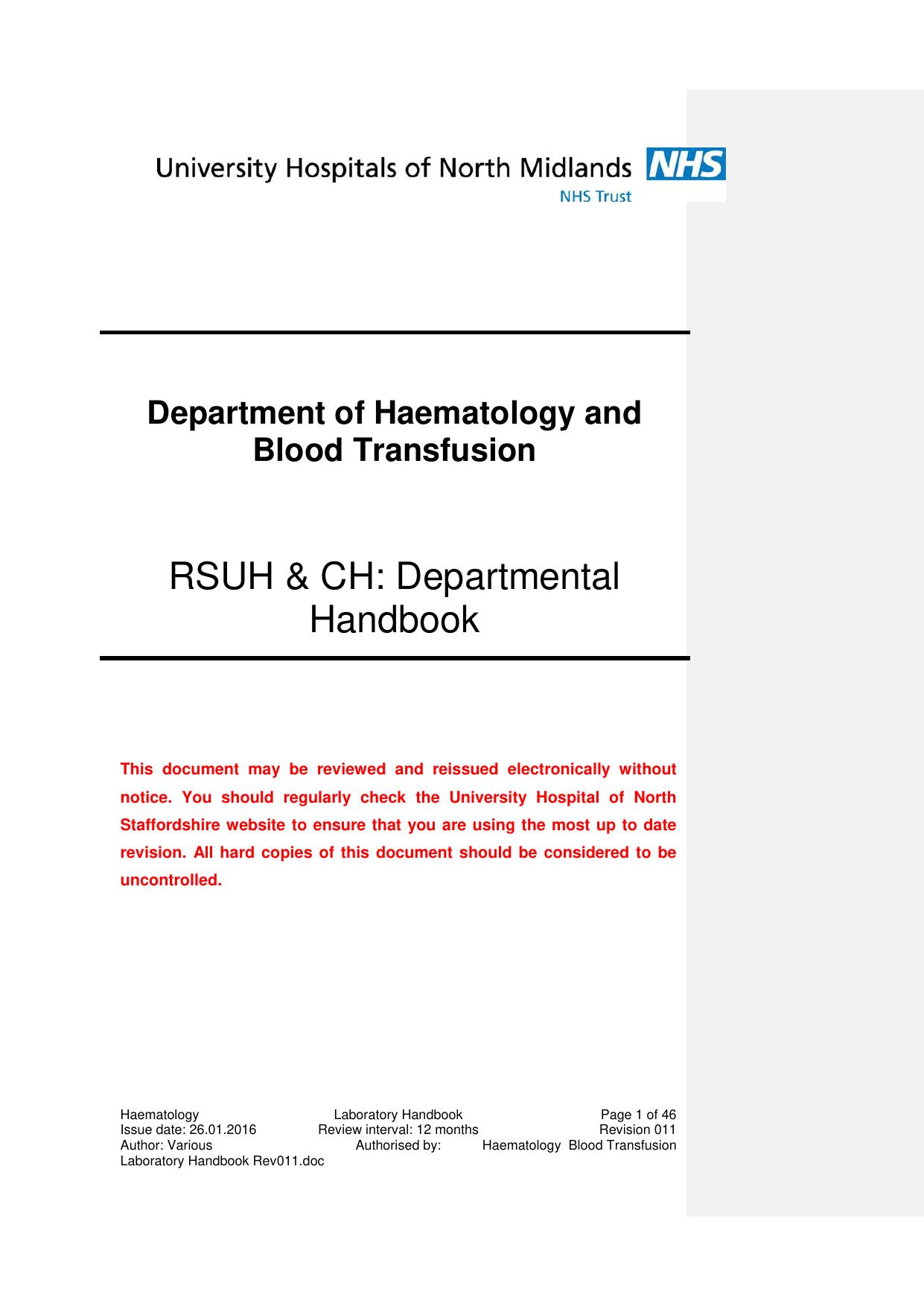 Haematology handbook 2016